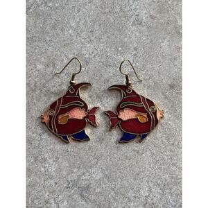 Vintage Metal Angel Fish Earrings